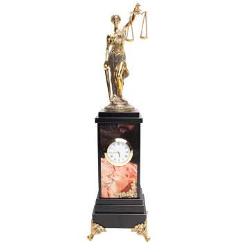 Настольные часы "Фемида" из яшмы и бронзы (39 см)