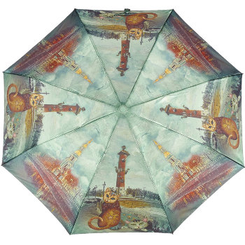 Складной зонт "Петербургская кошечка у ростральной колонны" (автомат)
