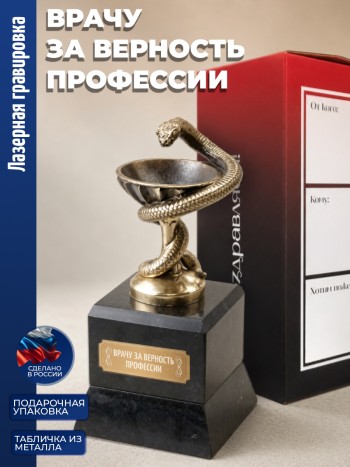 Кубок Врачу "Врачу за верность профессии" (бронза, змеевик)