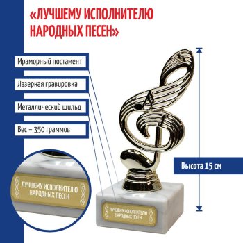 Статуэтка Ключ "Лучшему исполнителю народных песен" (15 см)