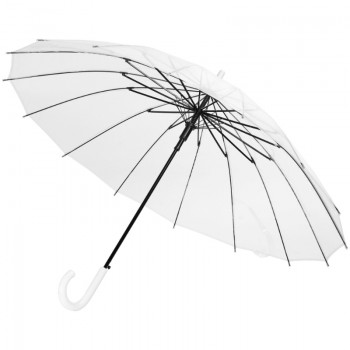 Зонт-трость с прозрачным куполом и белой ручкой (купол 100 см)