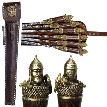 Подарочный набор шампуров "Богатыри" в колчане (6 штук)