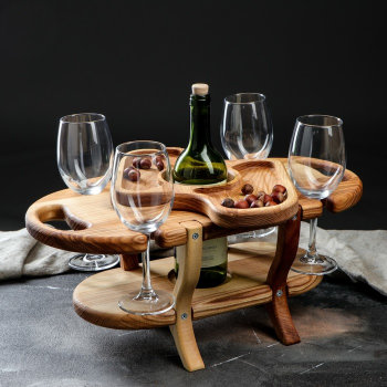 Столик для вина с блюдом для закусок из ясеня
