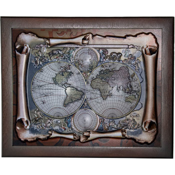 Настенная ключница "Карта мира" (27,5 х 22,5 х 7,5 см)