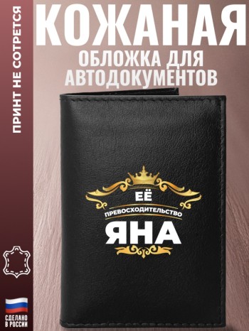 Обложка для автодокументов "Её превосходительство Яна"
