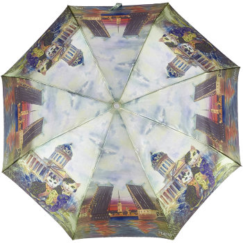 Складной зонт "Санкт-Петербургские котики у Казанского собора" (автомат)