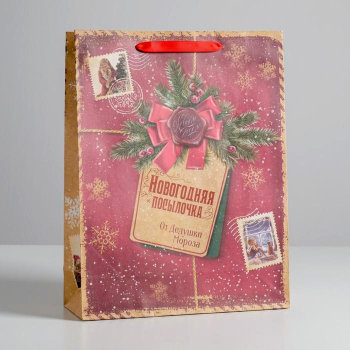 Подарочный пакет "Новогодняя посылочка от Дедушки Мороза" (40 х 31 х 9 см)