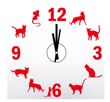 Настенные часы-наклейка "Кошки-мышки"
