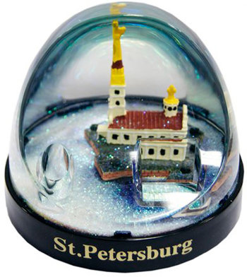 Карандашница "Петропавловская крепость" в виде шара с блёстками / Санкт-Петербург