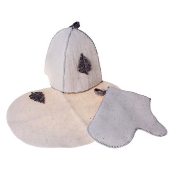 Набор для бани "Берёзовый лист" (шапка, коврик, рукавица)