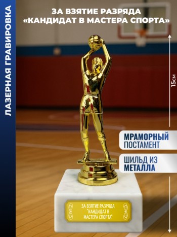 Статуэтка Баскетболист "За взятие разряда "кандидат в мастера спорта""