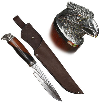 Нож "Гриф" из дамасской стали с фигурными долами (32 см)