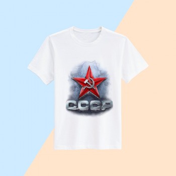 Футболка "Советский Союз" белого цвета, с гимном (размер 56)