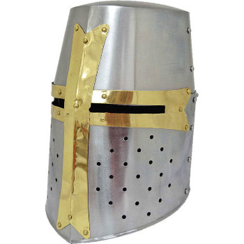 Шлем крестоносца "Топфхельм" с подставкой (сталь, латунь)