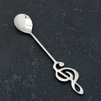 Чайная ложка "Скрипичный ключ" серебряного цвета