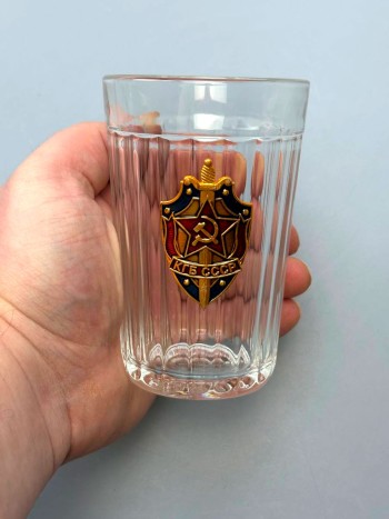 Гранёный стакан "КГБ СССР" (250 мл, метал. накладка)