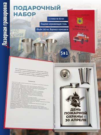 Набор электрик "День пожарной охраны – 30 апреля" (фляжка, три стопки, воронка)