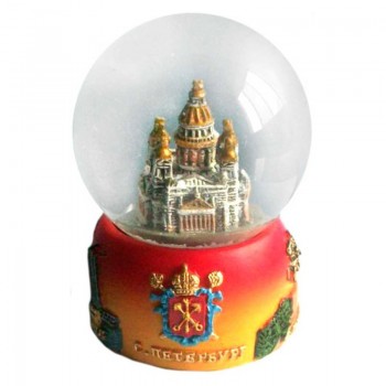 Снежный шар "Исаакиевский собор и герб Петербурга" (диаметр 4,5 см)