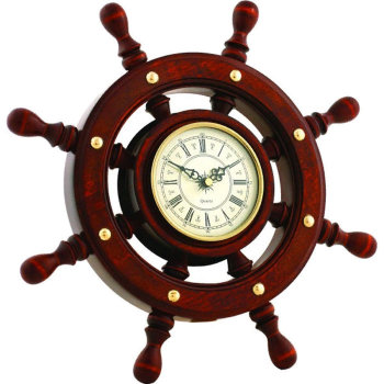 Настенные часы "Штурвал" из массива дерева (34 см, Балаково)