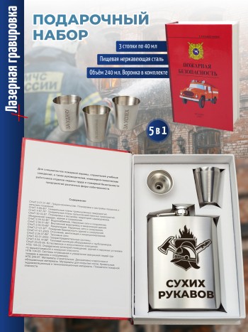 Набор электрик "Сухих рукавов" (фляжка, три стопки, воронка)