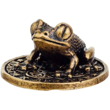 Кошельковый сувенир "Лягушка на монете" из латуни