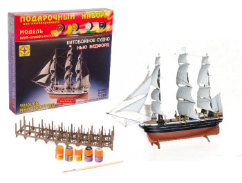 Сборная модель "Китобойное судно Нью-Бедфорд" с клеем и красками (Моделист)