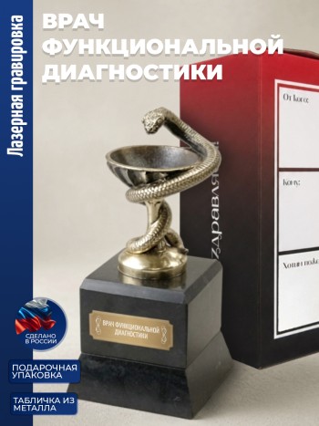 Кубок Врачу "Врач функциональной диагностики" бронза, змеевик