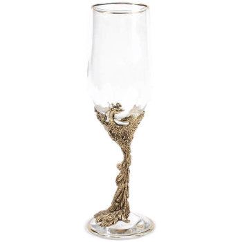 Бокал для шампанского "Жар-птица" из стекла и латуни (180 мл)