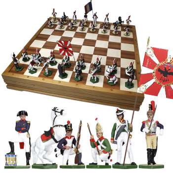 Шахматы "Бородино" с оловянными фигурами раскрашенными