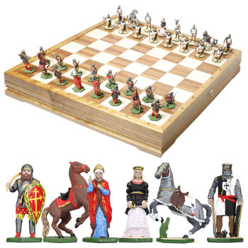 Шахматы "Ледовое Побоище" с оловянными фигурами раскрашенными