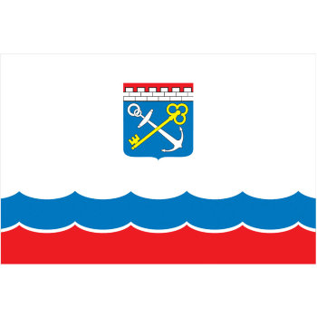 Кабинетный двусторонний флаг-знамя Ленинградской области из атласа (145 х 90 см)