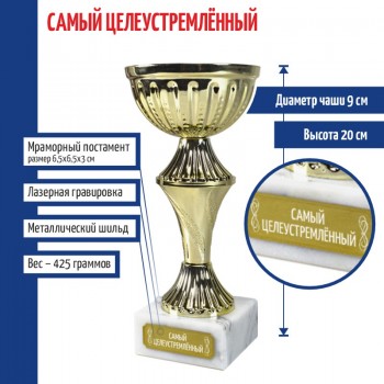 Статуэтка Кубок "Самый целеустремлённый" на мраморном постаменте (20 см)