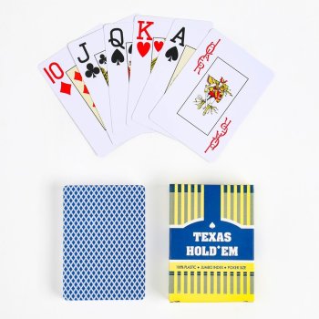 Пластиковые игральные карты "Texas Holdem" с синей рубашкой (55 карт)