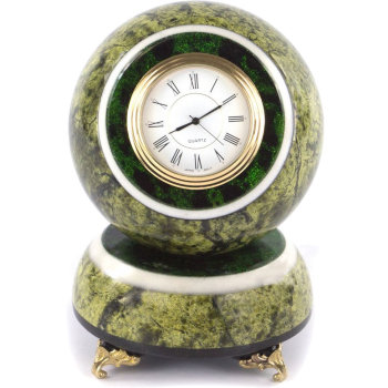Настольные часы "Антистрессовый шар" из змеевика (шар снимается с подставки)