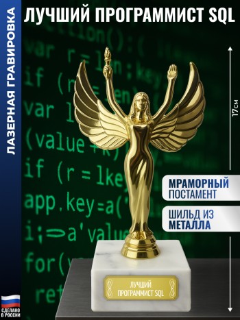 Статуэтка награда Жен. "Лучший программист SQL" (17 см)