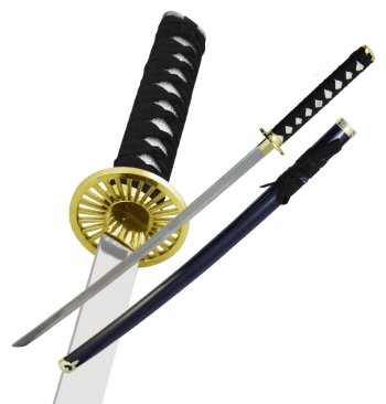 Самурайский меч катана синяя gold (с подставкой)
