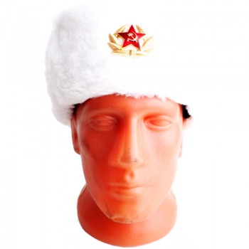 Сувенирная шапка-ушанка белого цвета (58 размер)