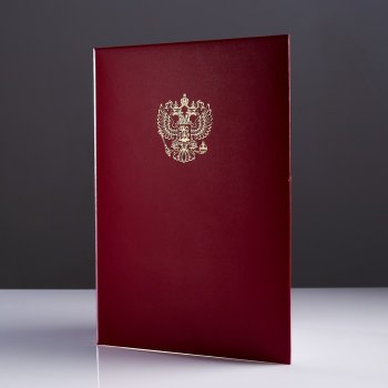 Адресная папка "Герб России" бордового цвета (А4)