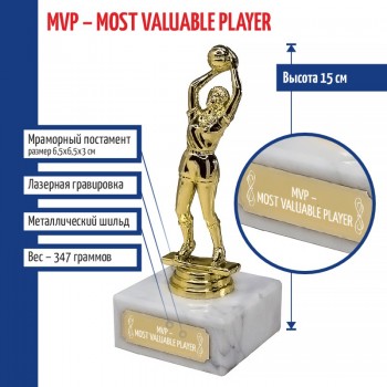Статуэтка Баскетболистка "MVP - Most Valuable Player" на мраморном постаменте (15 см)