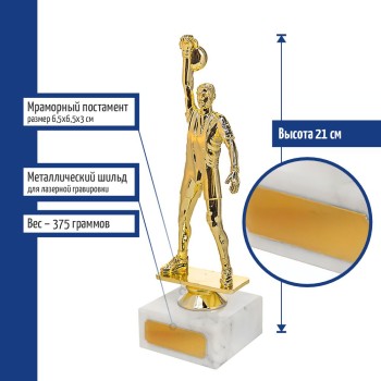 Статуэтка "Гиревик" с шильдиком для гравировки (21 см)