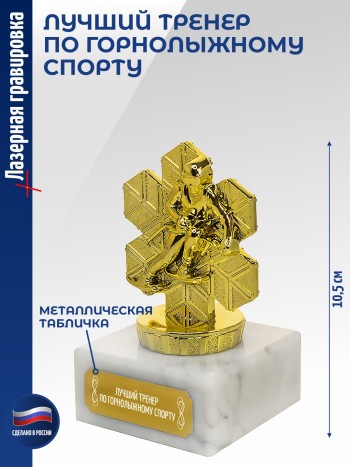 Статуэтка Лыжный спуск "Лучший тренер по горнолыжному спорту (10,5 см)
