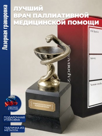 Кубок Врачу "Лучший врач паллиативной медицинской помощи" бронза, змеевик