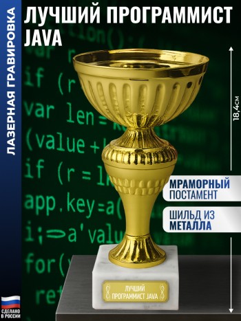 Кубок "Лучший программист Java" на постаменте (18,4 см)