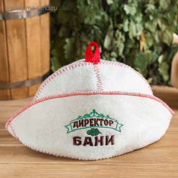Шапка для бани "Директор бани" белая, войлок