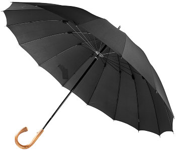 Мужской зонт-трость "Big Boss" чёрного цвета с ручкой из массива дерева (Bugatti)