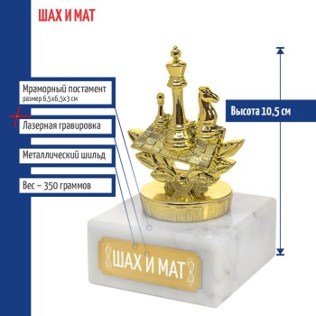 Статуэтка Шахматы "Шах и мат" на мраморном постаменте (10,5 см)