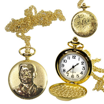 Карманные часы на цепочке "Сталин" золотого цвета