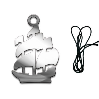 Подвеска с кулоном "Корабль достатка" из стали на шнурке