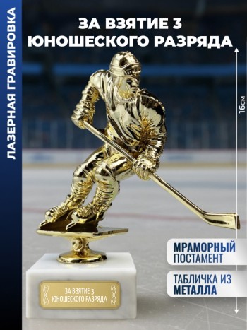 Статуэтка Хоккеист "За взятие 3 юношеского разряда "
