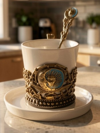 Чайная пара "Солнце и месяц" (эмаль, латунь) - хар